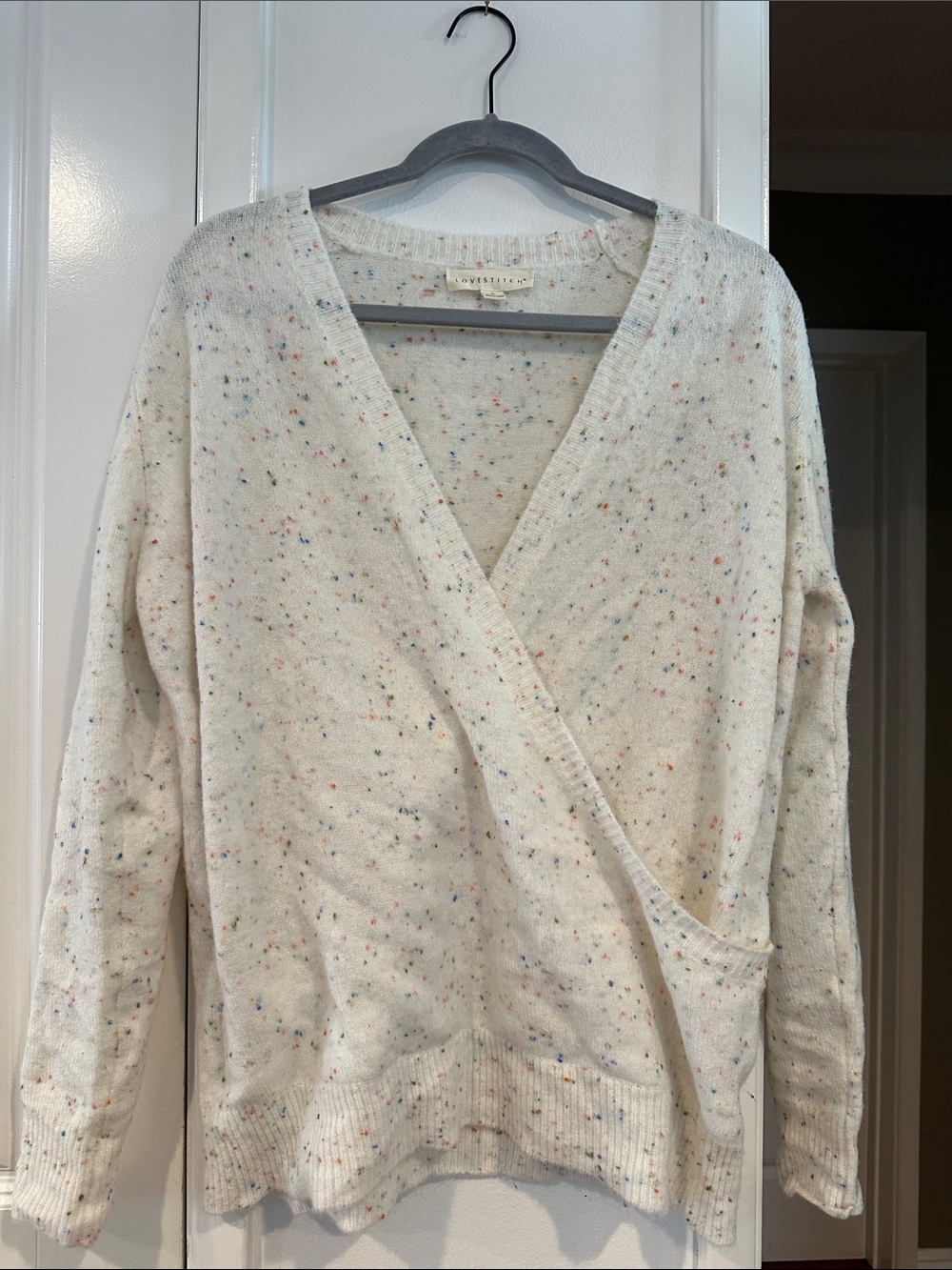 lovestitch Cream Speckled V-Neck Wrap Pullover